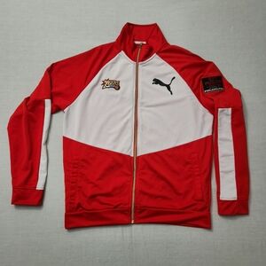 Mens Puma Track Top  PHILADELPHIA 76ERS Embriodery Patch Jacket Sz Large Red